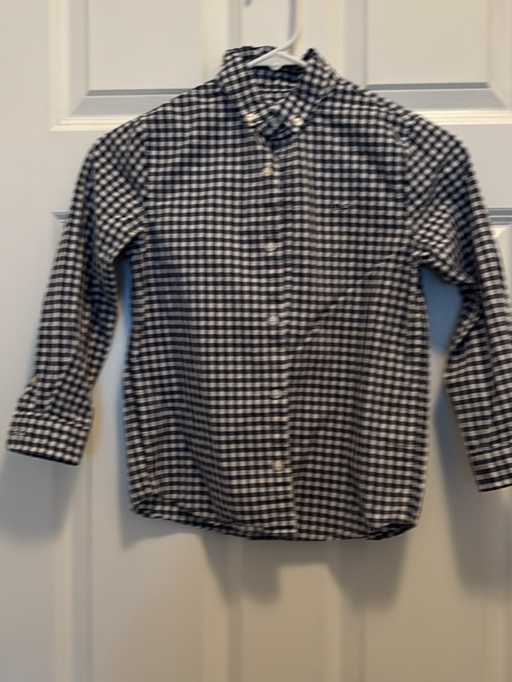 Vineyard Vines Navy Blue and White Boys Gingham Button-Down Shirt